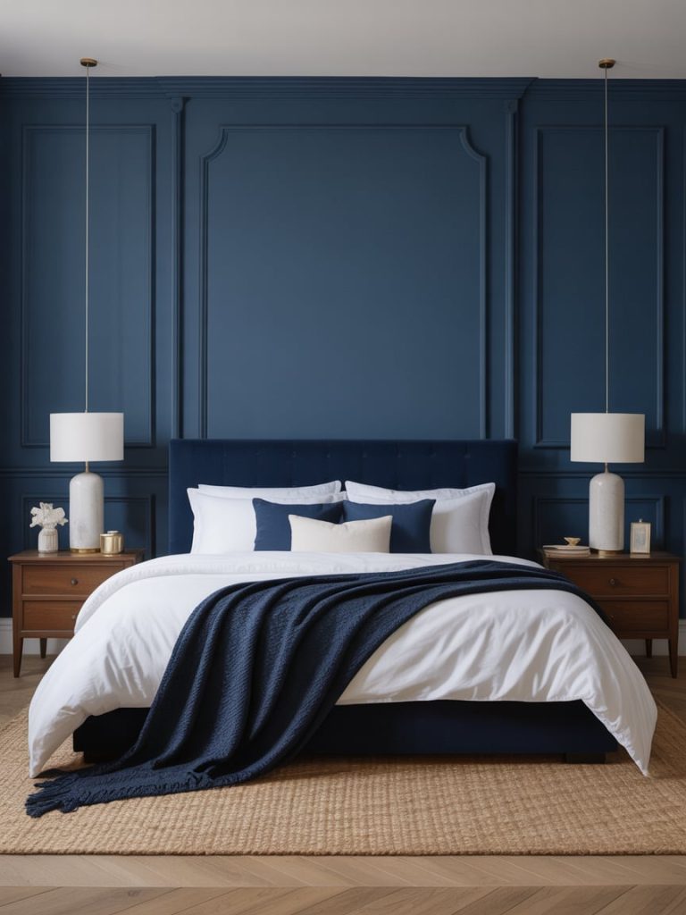 Navy Blue Deep and luxurious bedroom statement