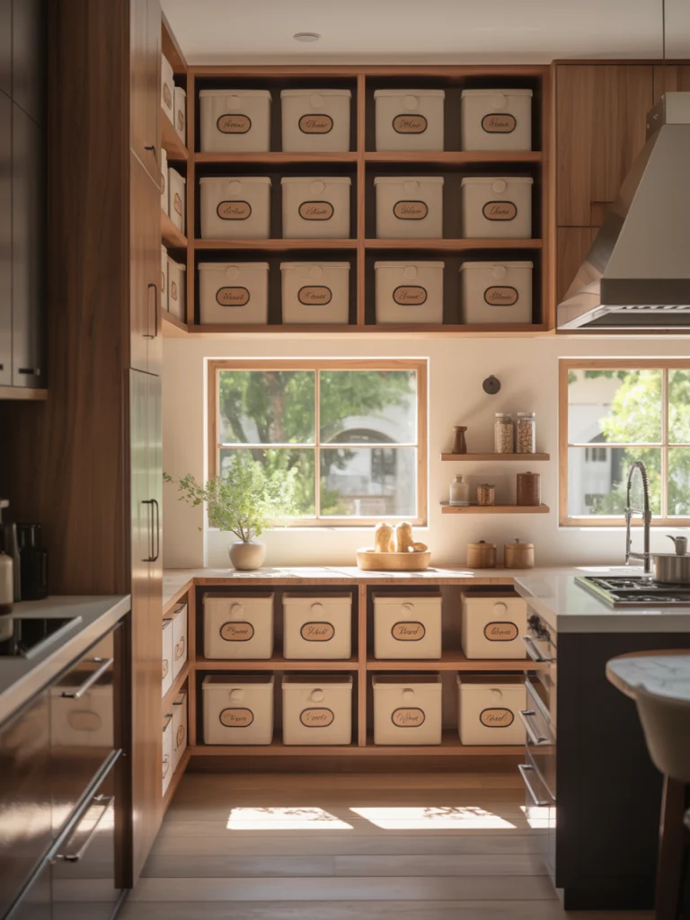 Open-Concept Pantry Blending with Kitchen Design