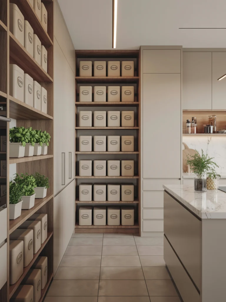 Open-Concept Pantry Blending with Kitchen Design ideas