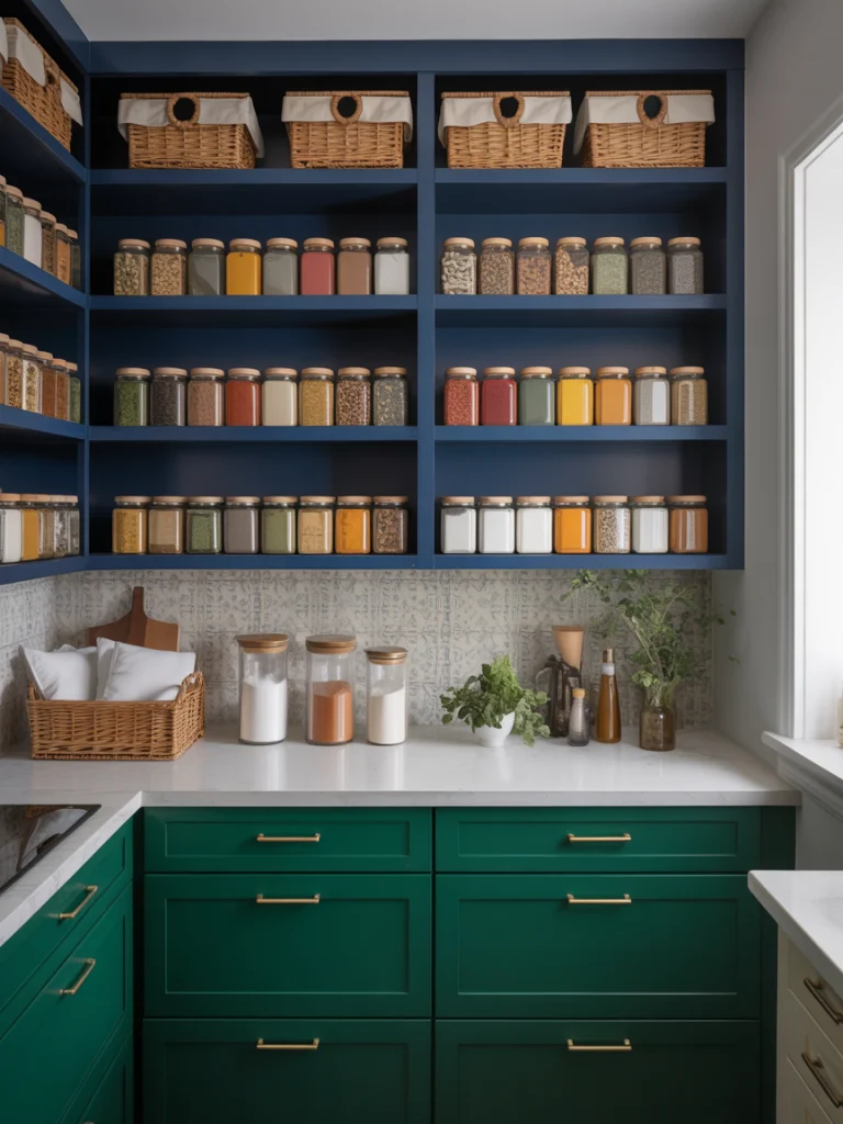 Pantry with Bold Color Accents