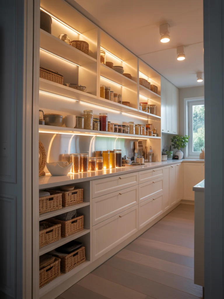 Pantry with Built-In Lighting