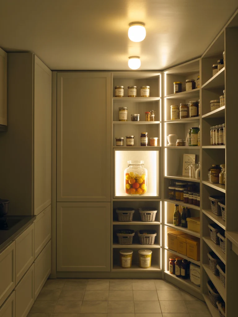 Pantry with Built-In Lighting ideas