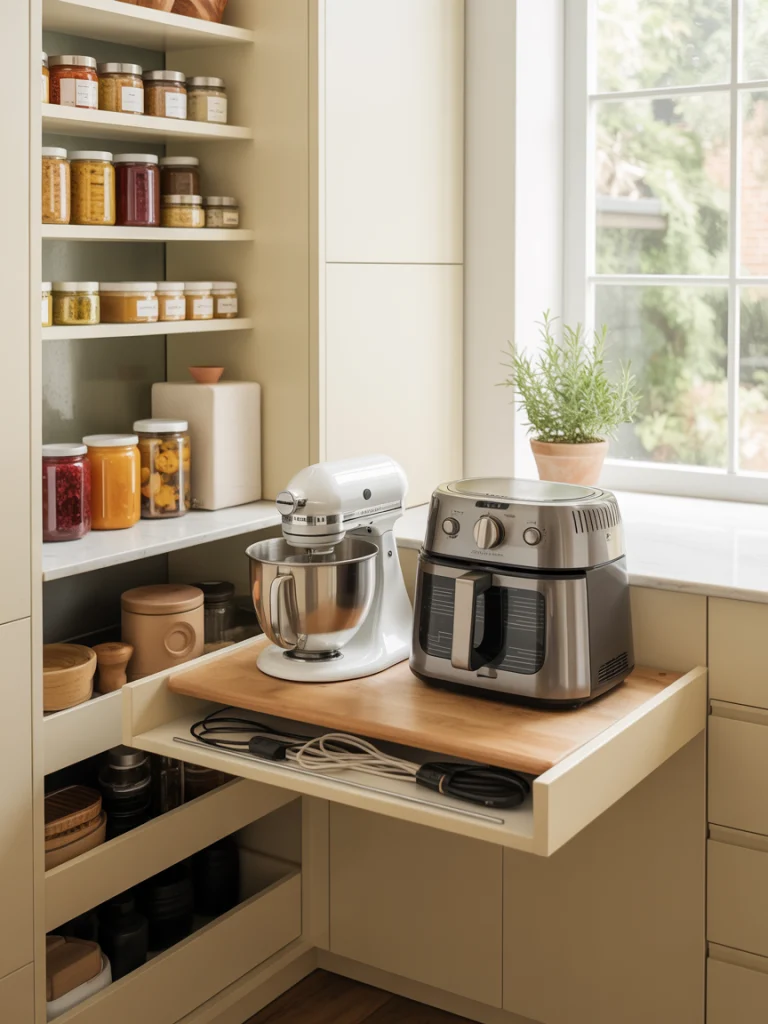 Park appliances on pull-out boards