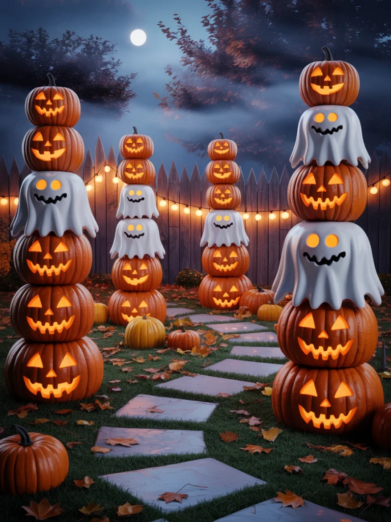Pumpkin Towers for a Festive but Spooky Glow