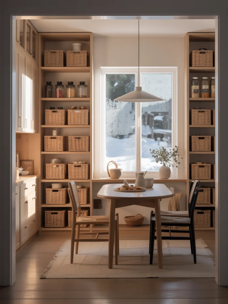 Scandinavian-Style Pantry with Light and Neutral Tones