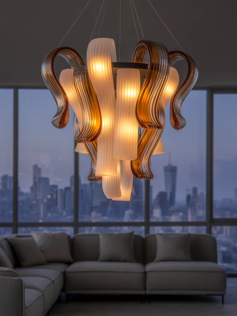 Sculptural Chandeliers with Layered Light Output: