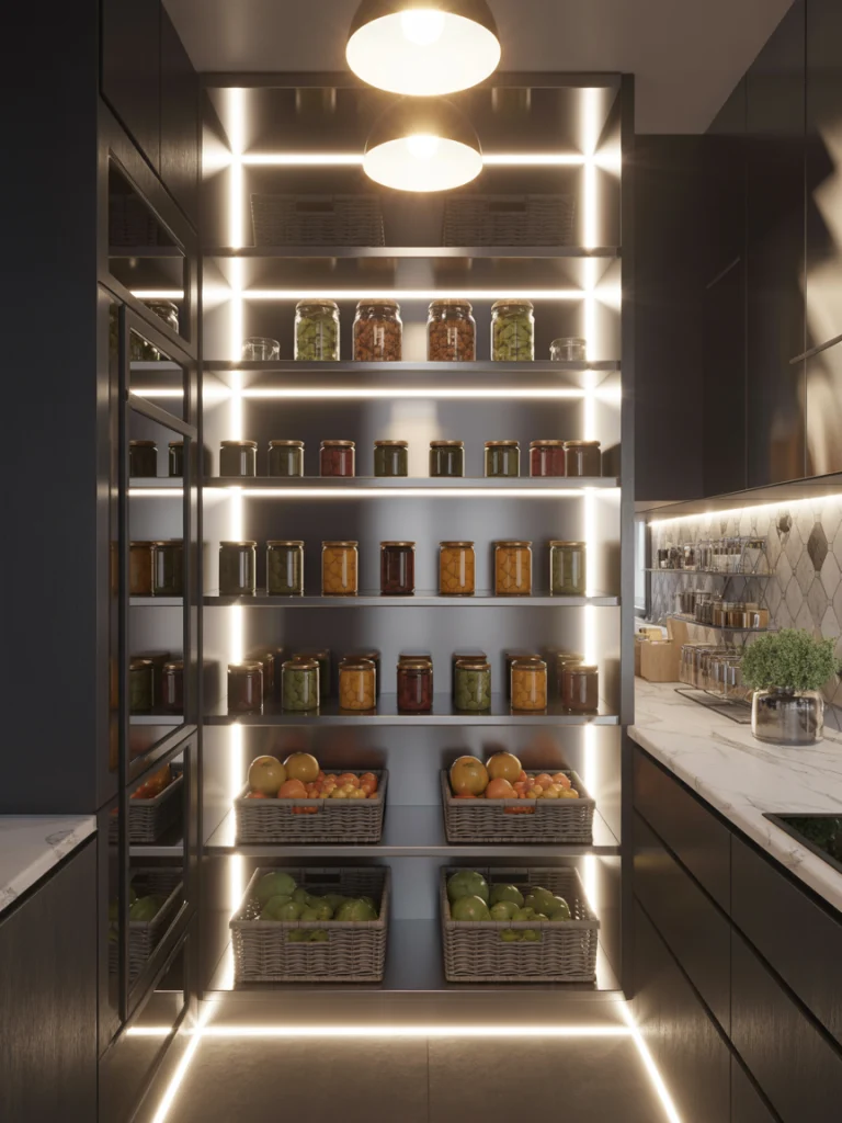 Statement Lighting Pantry with LED and Accent Fixtures