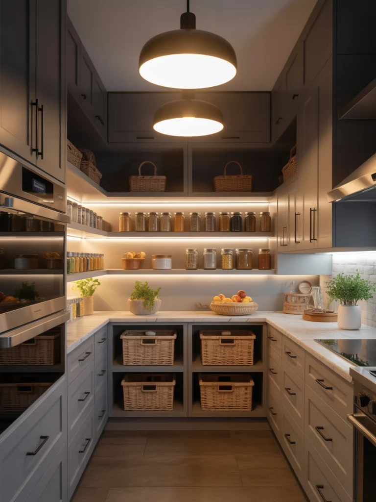 Statement Lighting Pantry with LED and Accent Fixtures ideas