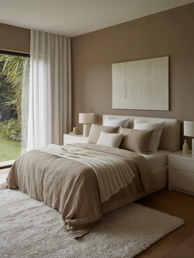 Taupe and White