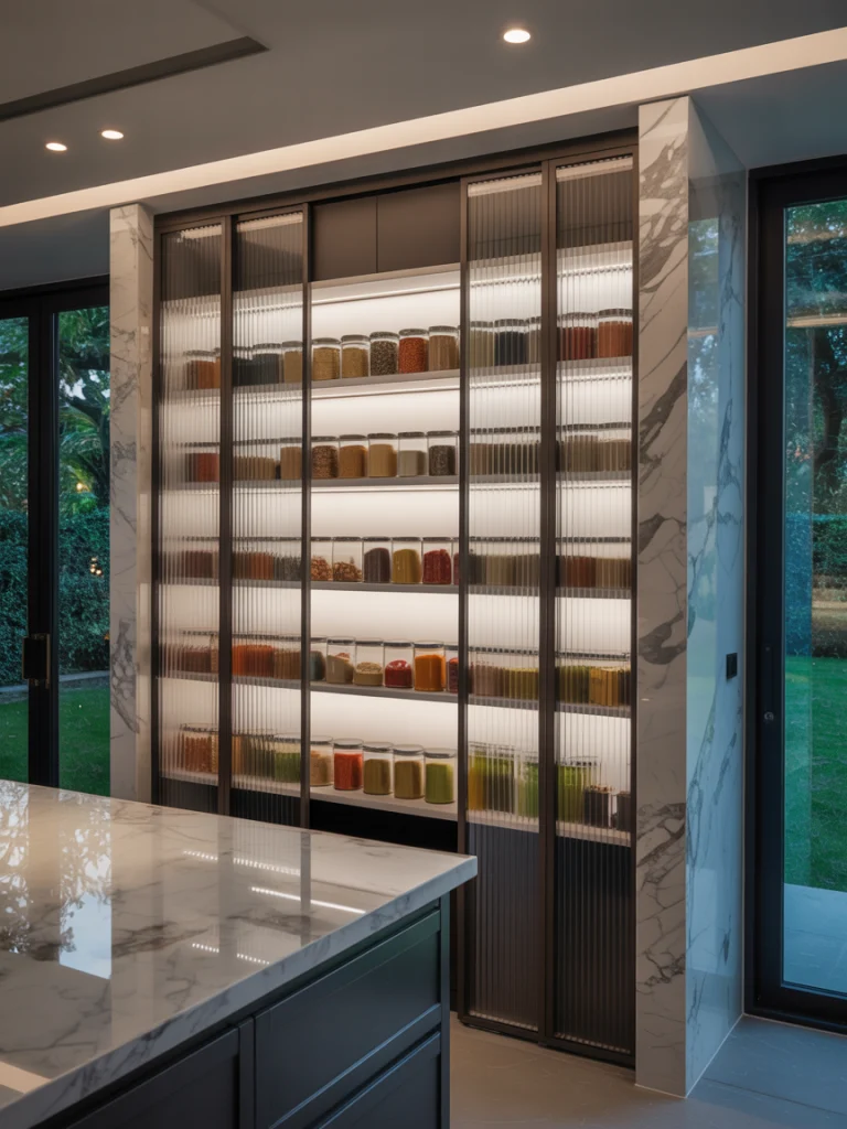 Transparent Sliding Pantry Panels