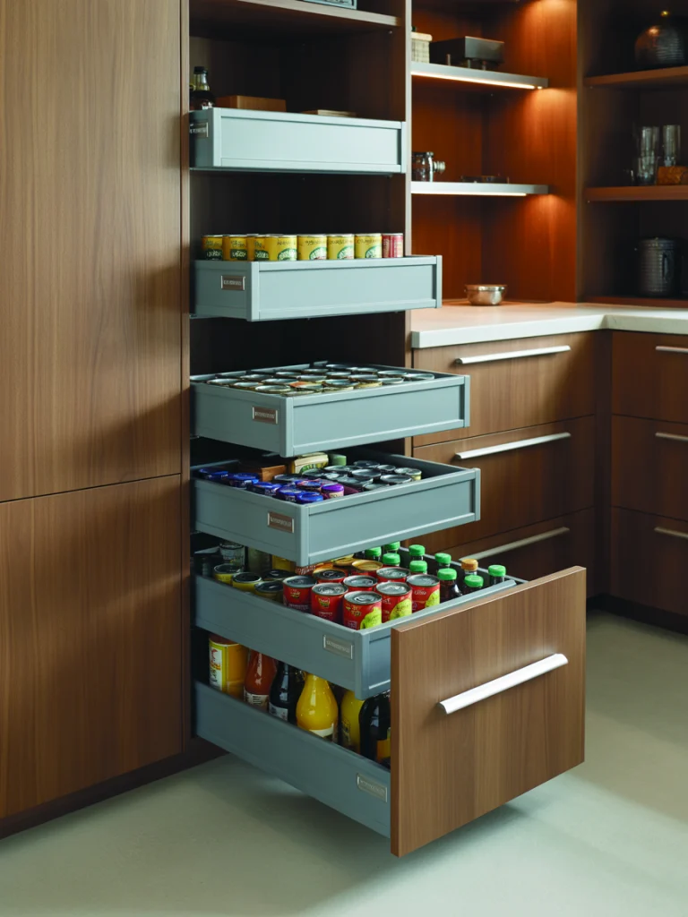 Use Pull-Out Drawers in Deep Shelves