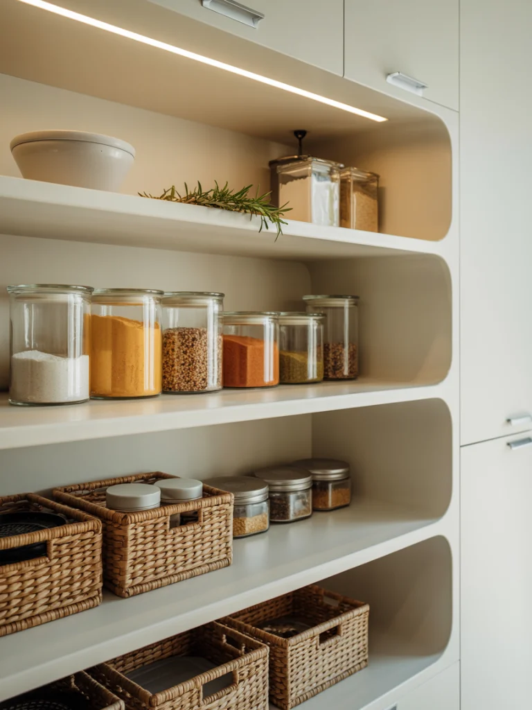 Use wipe-clean shelves with protective edges