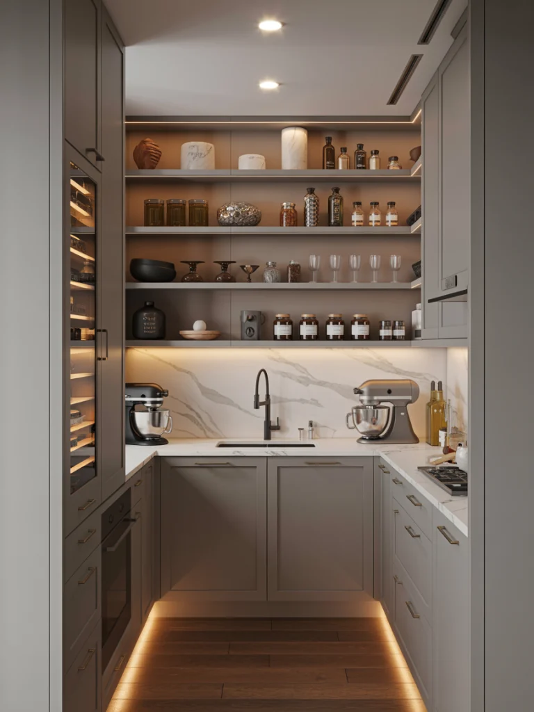 Walk-In Butler’s Pantry With Prep Counter ideas