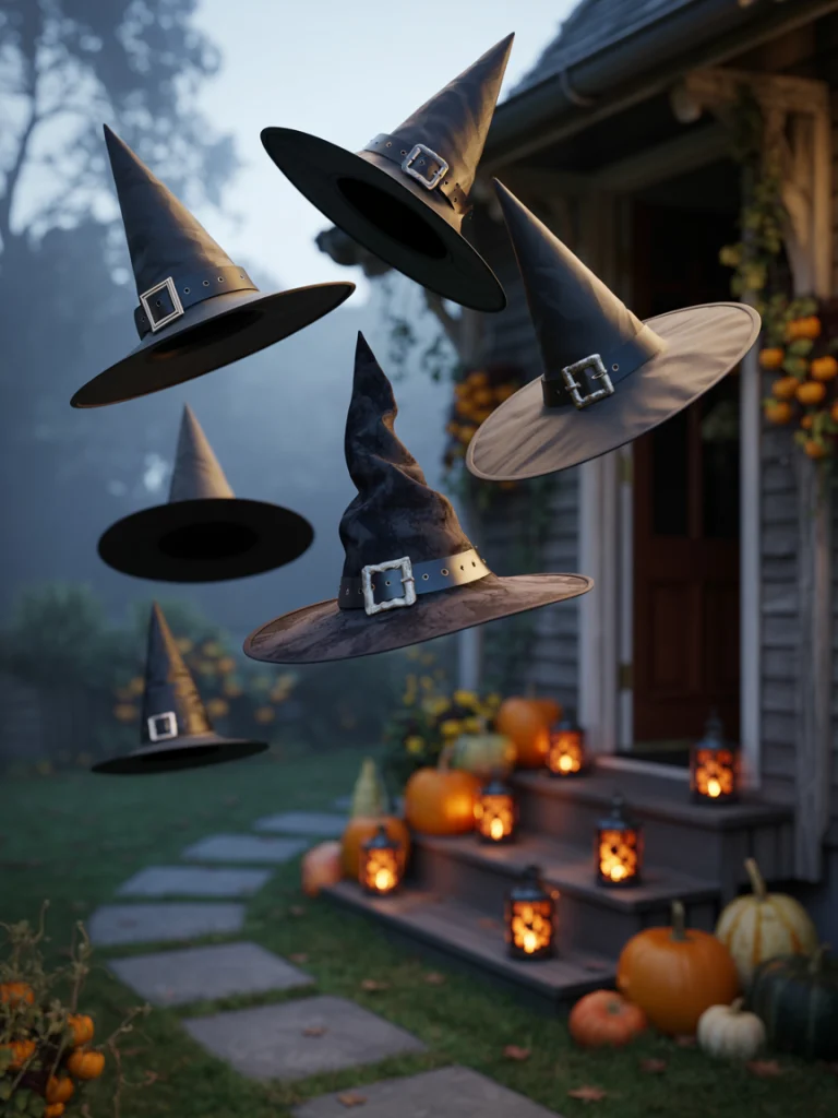 Witch Hats Floating with Invisible Strings